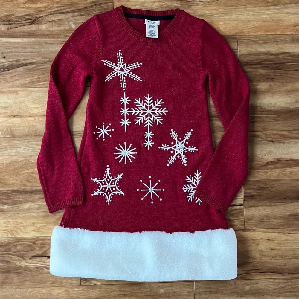 Max Studio Girls’ Holiday Snowflake Sweater Dress